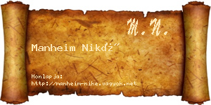 Manheim Niké névjegykártya